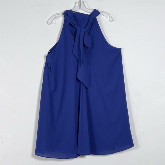 Badgley Mischa Elise Mini Dress Sz 10 Trapeze Back Tie Turtleneck Sleeveless - Picture 4 of 13